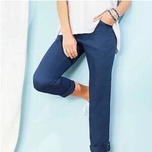 J Jill Linen Blend Roll Cuff Pants in Royal Blue Size Small